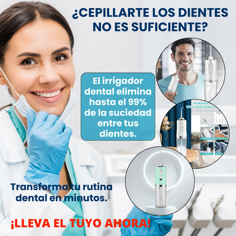 Irrigador dental eléctrico portatil