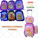 MOCHILA CAPIBARA CON RUEDAS 3 PIEZAS